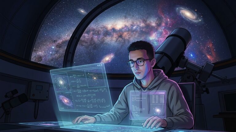 ياسين الباحث الشاب في علم الفلك والبيولوجيا الفلكية يحلل بيانات مفارقة فيرمي والأبعاد الكونية الخفية في منصة MarocSiyada