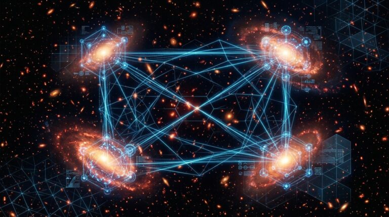 تصور فني لمجرات الكون المبكر المرصودة بتلسكوب جيمس ويب — فيزياء المعلومات الكمية والكون كشفرة حية