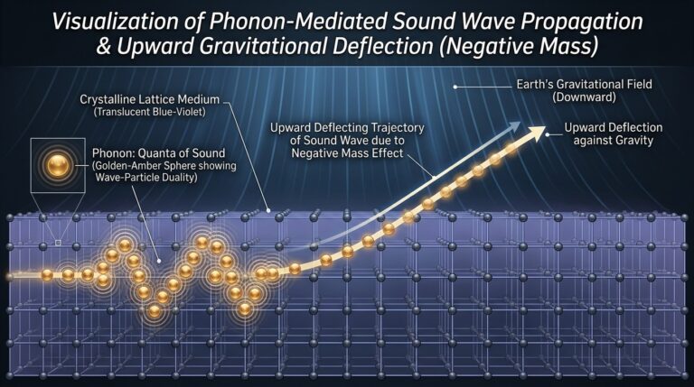 موجات صوتية تتحول إلى فونونات ذات كتلة جذبية سالبة في ميدان جاذبية الأرض، تجسيدا لنظرية التسبيح الكوني