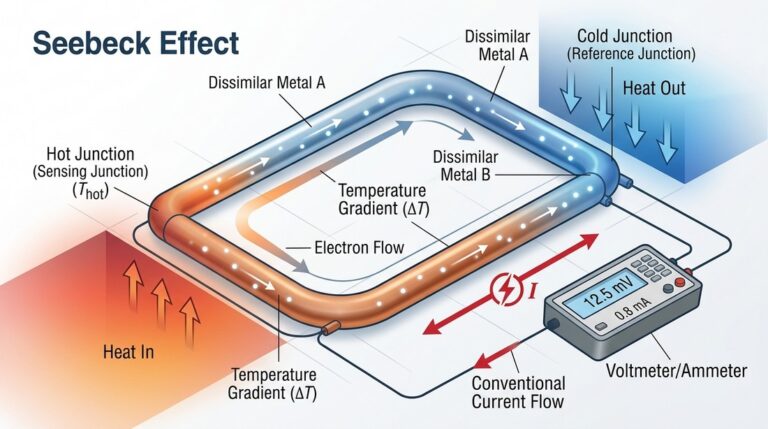 تاثير سيبك الحراري الكهربائي وتحول الطاقة الحرارية الى كهرباء في المزدوج الحراري